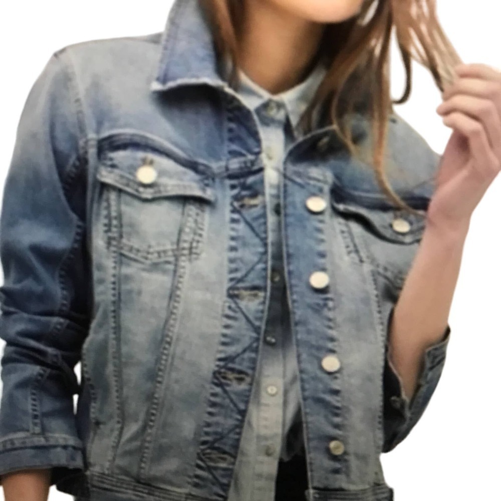 Zara Basic Z1975 Denim Vintage style perfectly distressed Jacket size xs